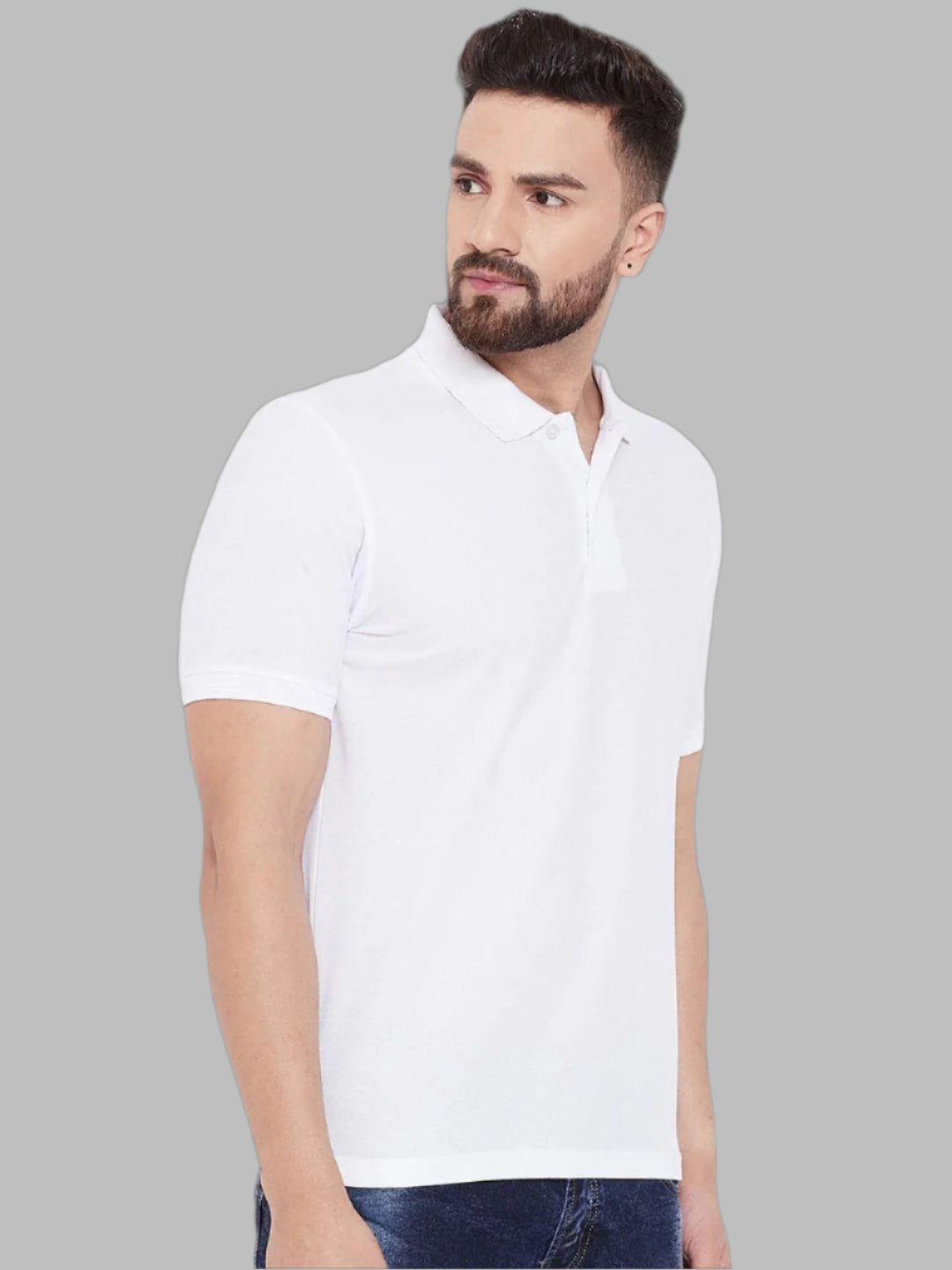 Cotton Blend Solid Half Sleeves Polo T-Shirt