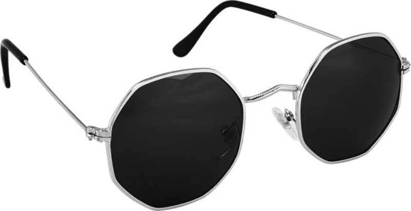 Black Silver Round Sunglass
