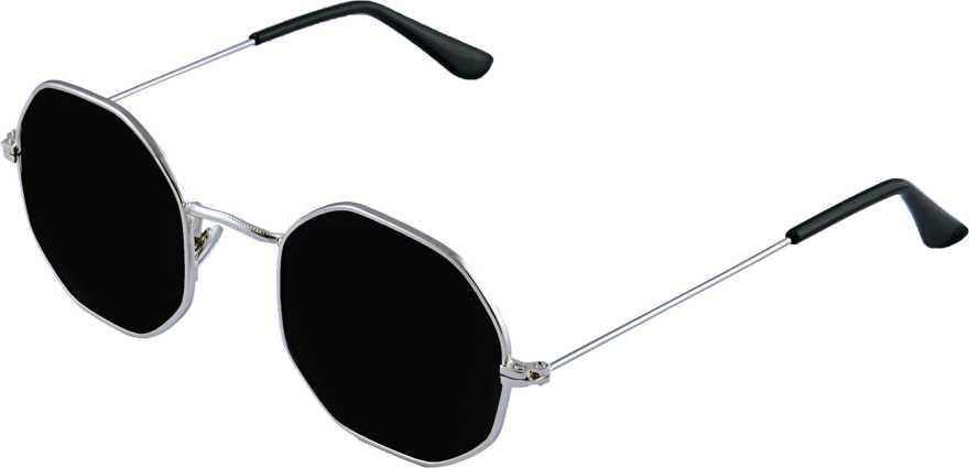 Black Silver Round Sunglass