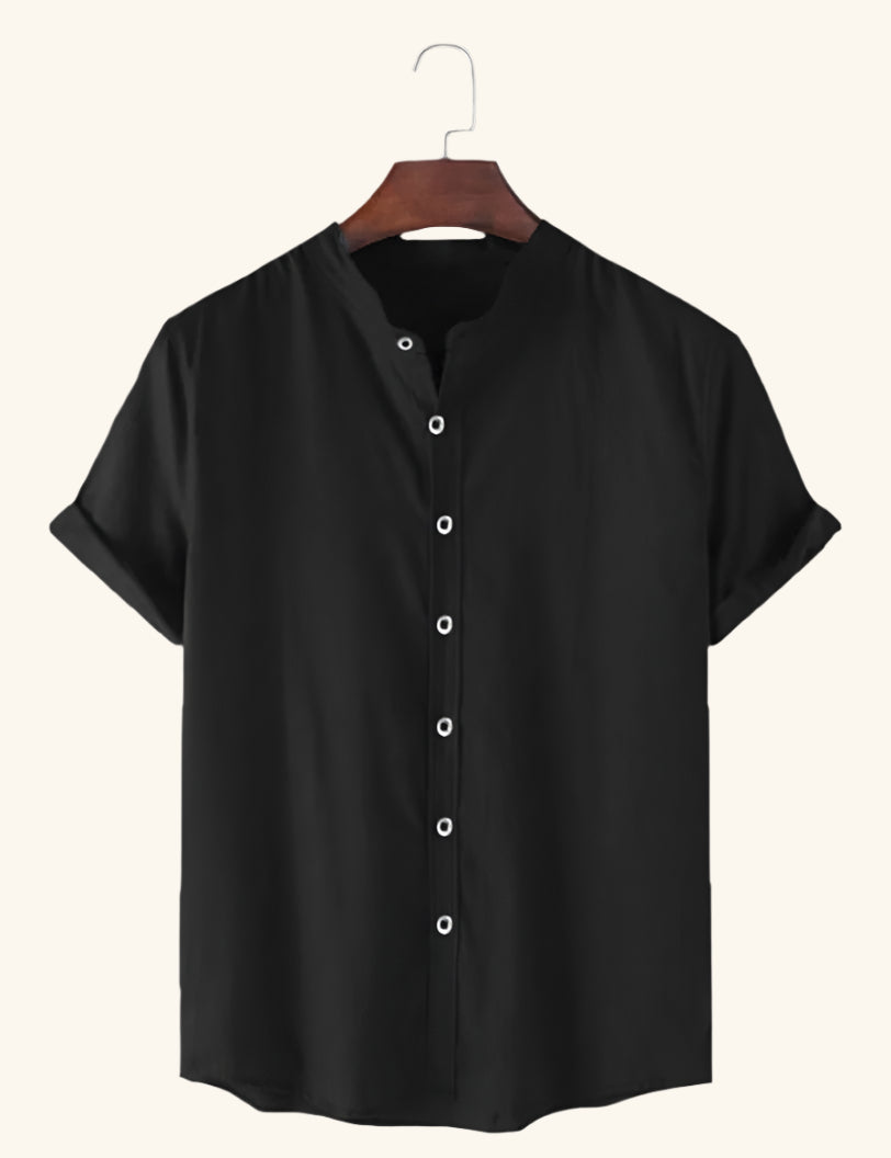 Cotton Solid Half Sleeves Polo Neck Mens Shirt