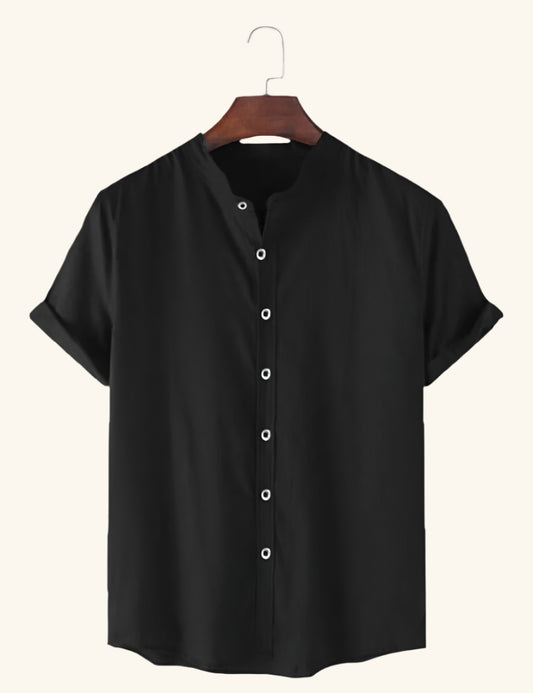 Cotton Solid Half Sleeves Polo Neck Mens Shirt
