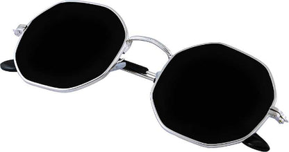Black Silver Round Sunglass