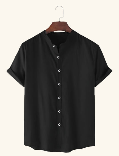 Cotton Solid Half Sleeves Polo Neck Mens Shirt